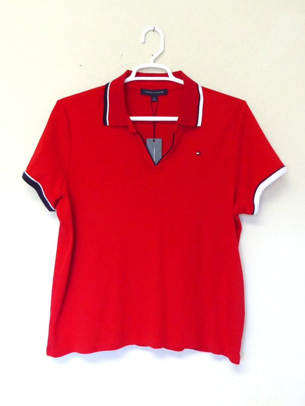 New with tags Tommy Hilfiger red black white polo shirt women's plus size 1X